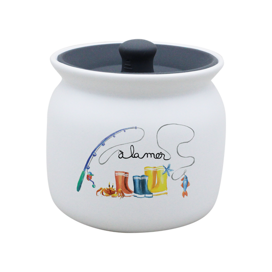POT BLANC GM COUV. SILICONE GRIS -BOTTE A LA MER