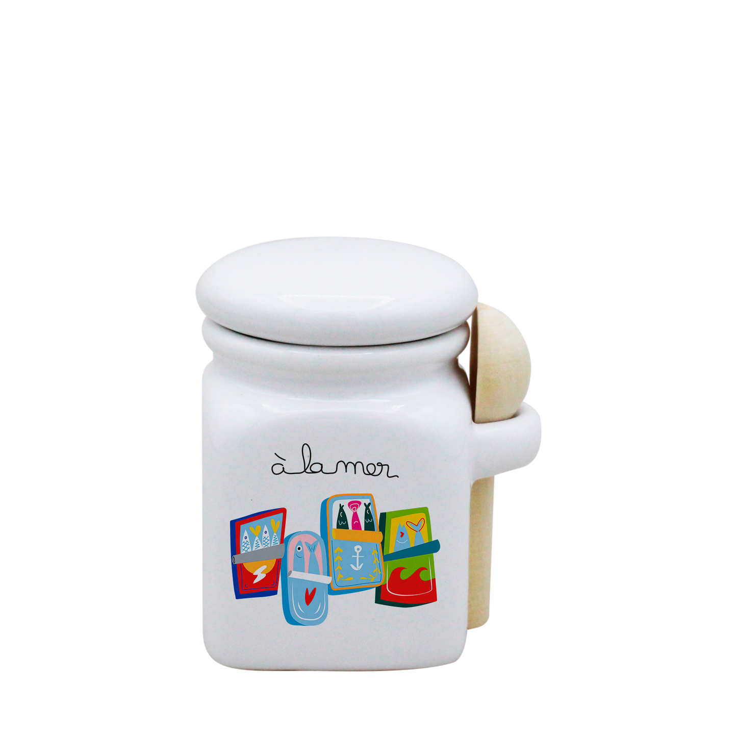 POT BLANC MINI COUV. BLANC+CUIL. BOIS-A LA MER SARDINES