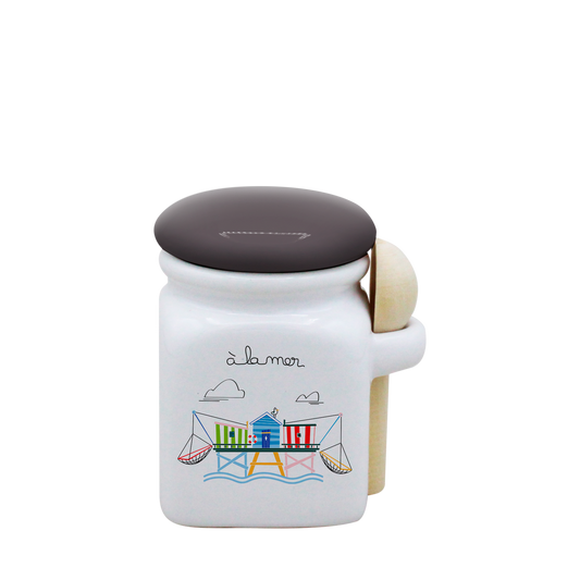 POT BLANC MINI COUV. GRIS+CUIL. BOIS-A LA MER CARRELET