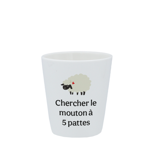 TASSE ESPRESSO BLANCHE S/ANSE - CHERCHER LE MOUTON A 5 PATTES