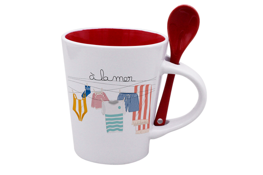 MUG CUILLERE BLANC INT. ROUGE-TRILINGE