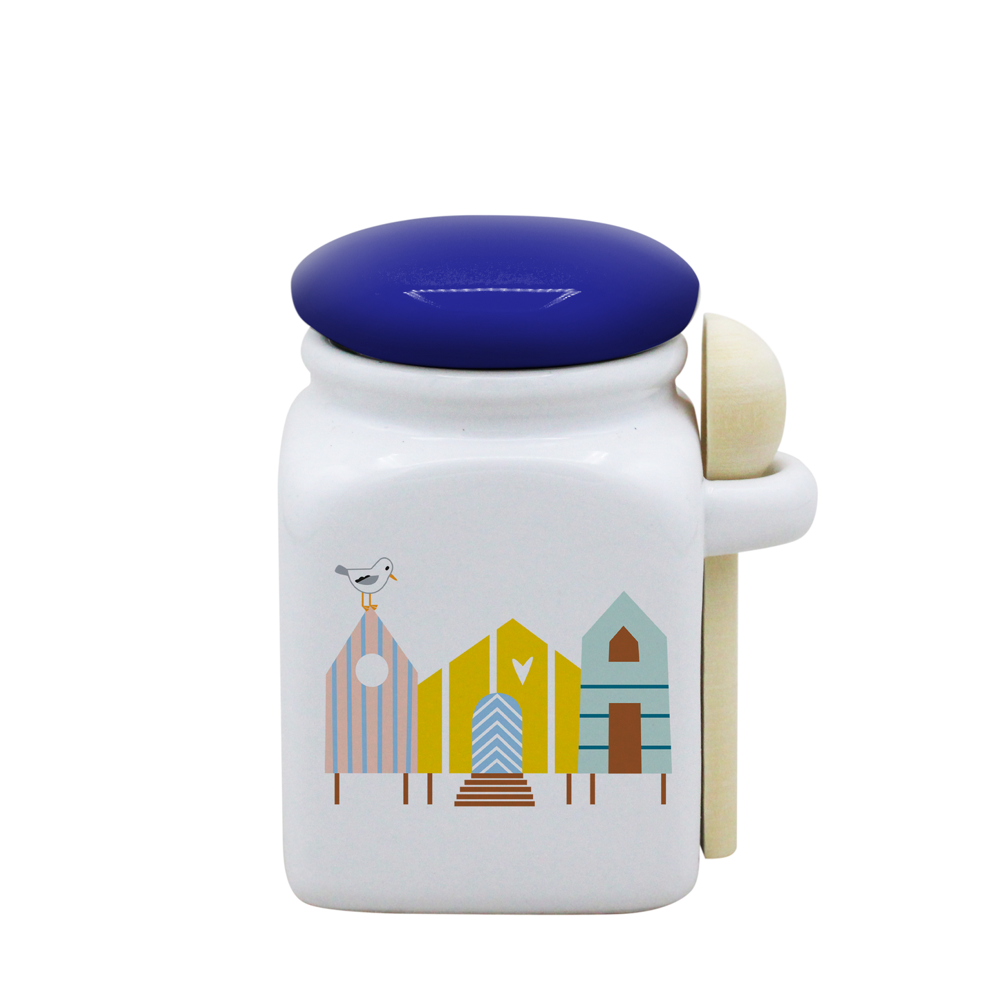 POT BLANC PM COUV. BLEU+CUIL. BOIS-CABINES ET SURF LA PETITE EMI