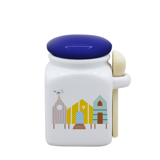 POT BLANC PM COUV. BLEU+CUIL. BOIS-CABINES ET SURF LA PETITE EMI