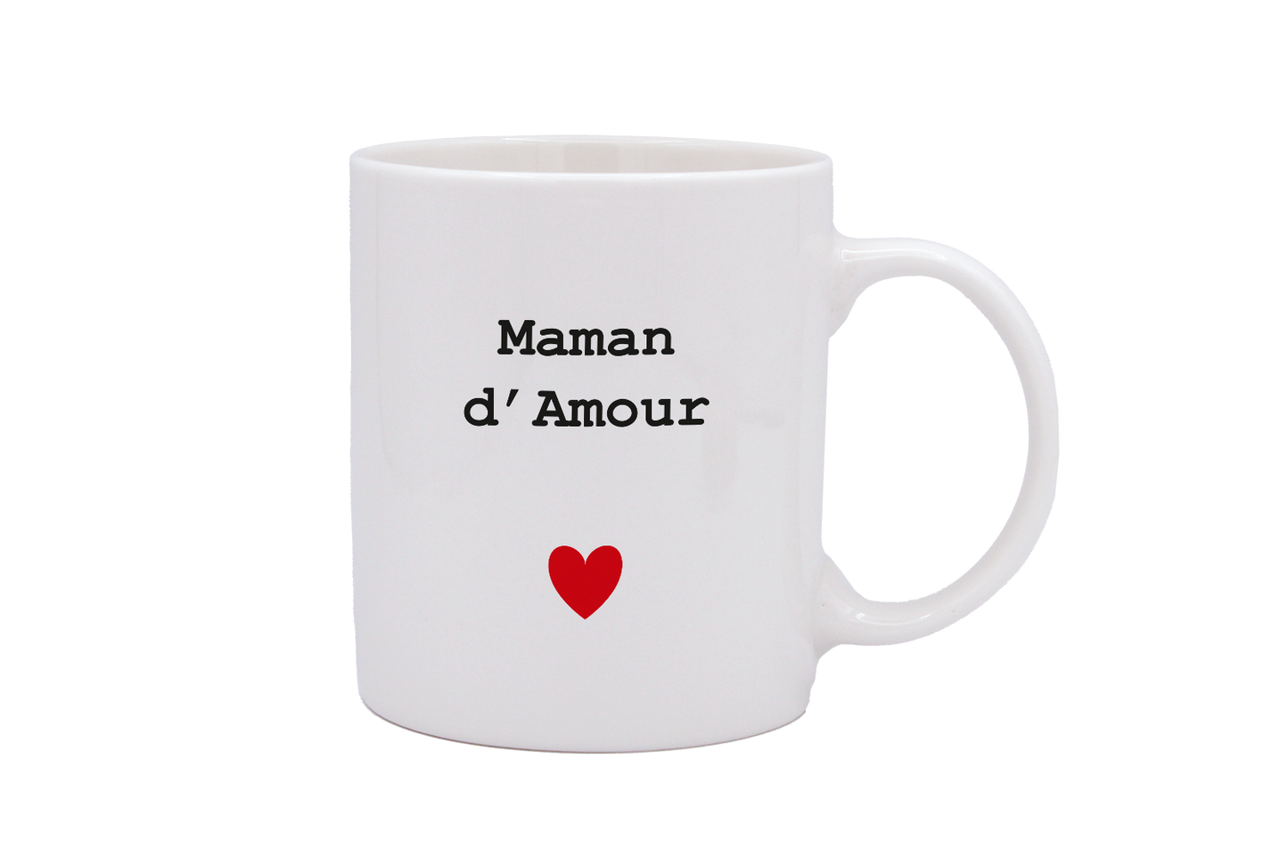 MUG DROIT BLANC  - CŒUR MAMAN D'AMOUR