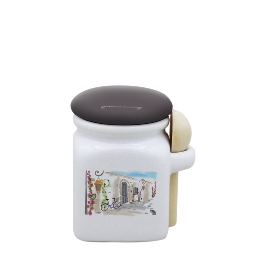 POT BLANC MINI COUV. GRIS+CUIL. BOIS-RUATL