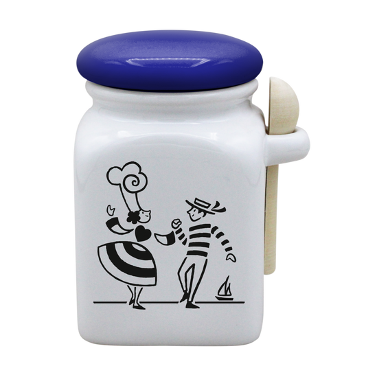 POT BLANC MM COUV. BLEU +CUIL. BOIS-LDANS