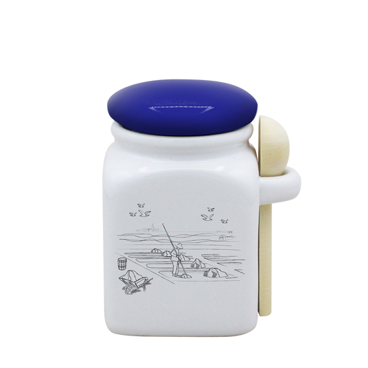 POT BLANC PM COUV. BLEU+CUIL. BOIS-MASALB