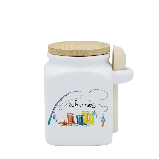 POT BLANC PM COUV. BAMBOO+CUIL. BOIS-BOTTE A LA MER