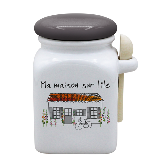 POT BLANC MM COUV. GRIS +CUIL. BOIS-MMASI