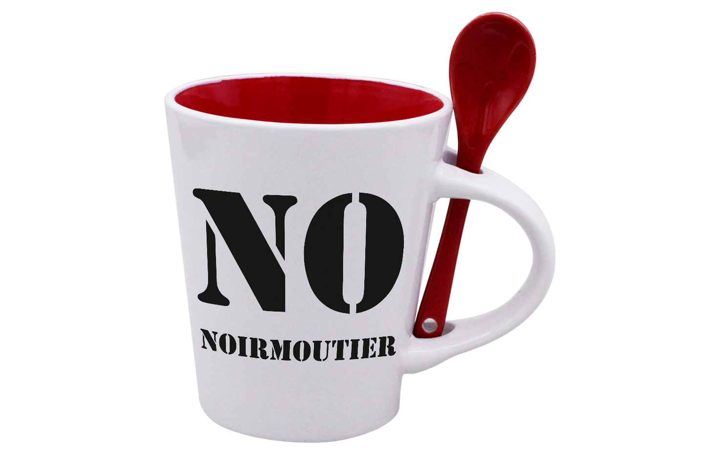 MUG CUILLERE BLANC INT. ROUGE-NOIRNO