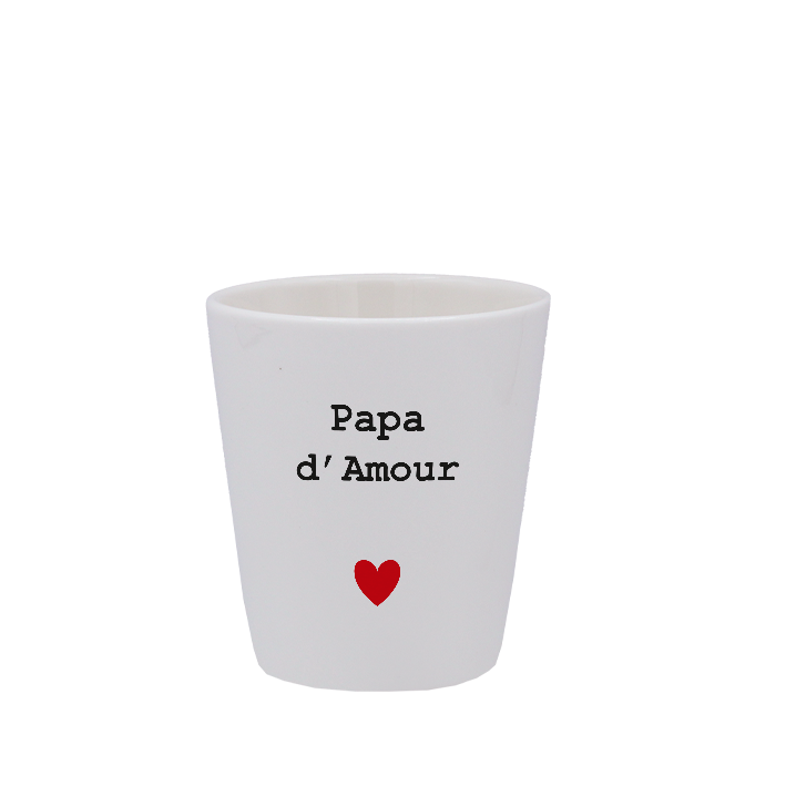 TASSE ESPRESSO BLANCHE S/ANSE - CŒUR PAPA D'AMOUR