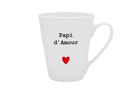 MUG CONIQUE BLANC - CŒUR PAPI D'AMOUR