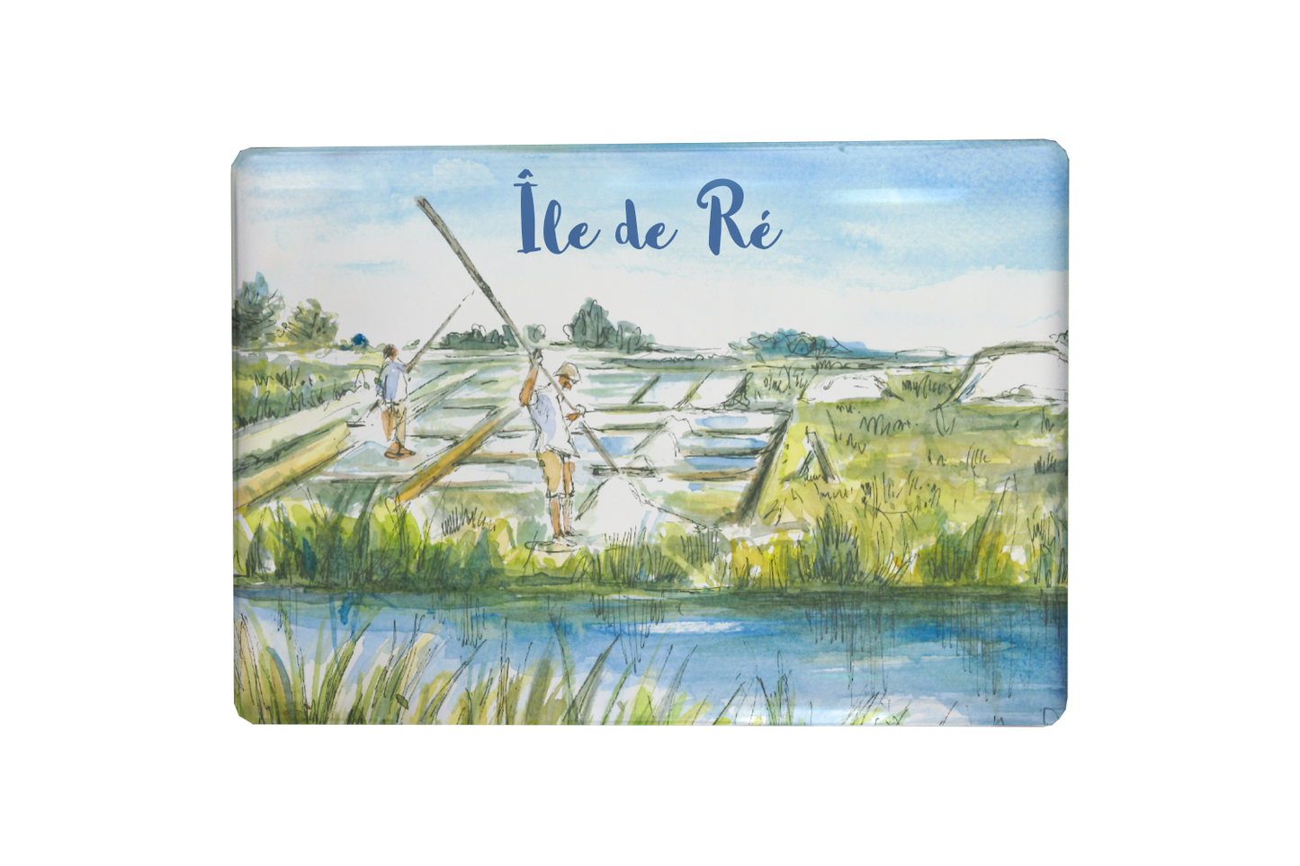 MAGNET ILE DE RE AQUARELLE MARAIS