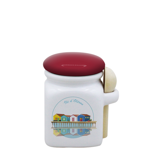 POT BLANC MINI COUV. ROUGE+CUIL. BOIS -CABOLERO