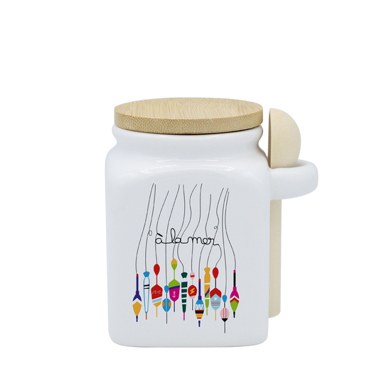 POT BLANC PM COUV. BAMBOO+CUIL. BOIS - A LA MER BOUCHON