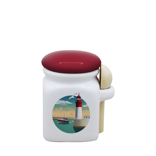 POT BLANC MINI COUV. ROUGE+CUIL. BOIS -PHARECHA