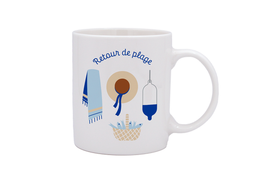 MUG DROIT BLANC-RETOUR DE PLAGE LA PETITE EMI