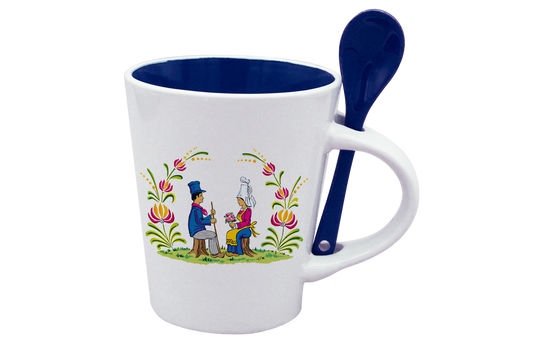 MUG CUILLERE BLANC INT. BLEU-RENOR