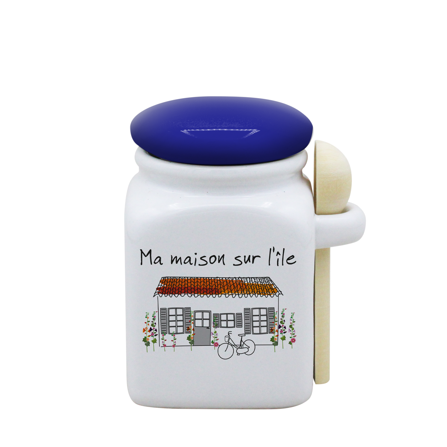 POT BLANC PM COUV. BLEU+CUIL. BOIS-MMASI