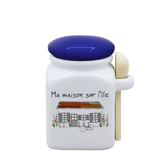 POT BLANC PM COUV. BLEU+CUIL. BOIS-MMASI
