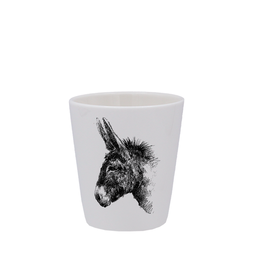 TASSE ESPRESSO BLANCHE S/ANSE - DESSIN MONOCHROME TETE D'ANE