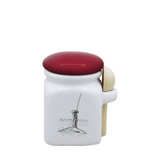 POT BLANC MINI COUV. ROUGE+CUIL. BOIS -PALUA