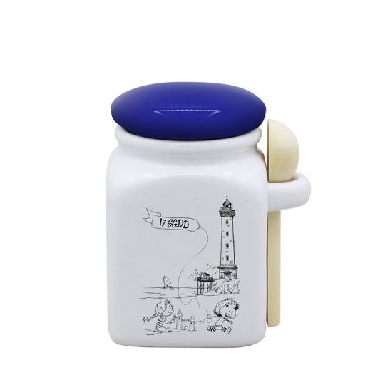 POT BLANC PM COUV. BLEU+CUIL. BOIS - DESSIN VERTICAL ST GEORGES DE DIDONNE SPE BO ET BON