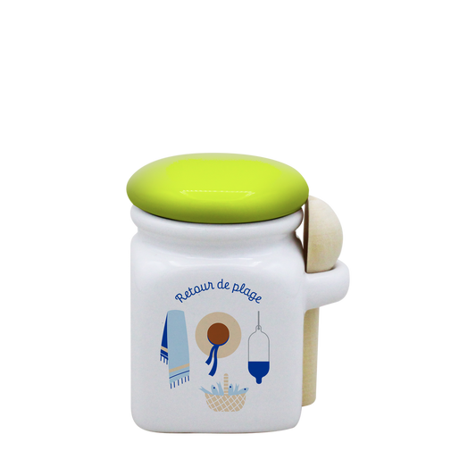 POT BLANC MINI COUV. VERT+CUIL. BOIS-RETOUR DE PLAGE LA PETITE EMI