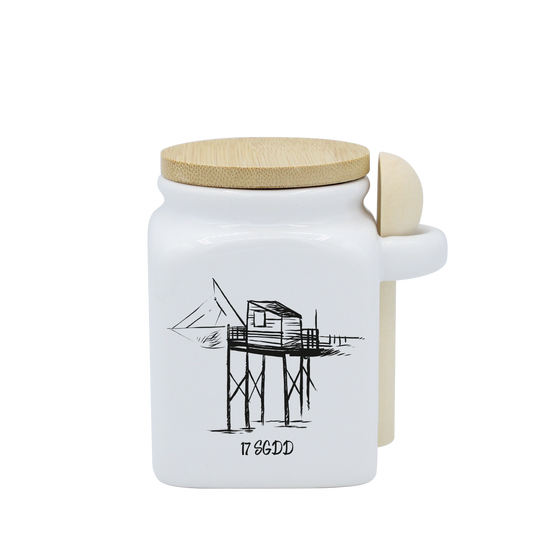 POT BLANC PM COUV. BAMBOO+CUIL. BOIS - CARRELET NOIR SPE BO & BON