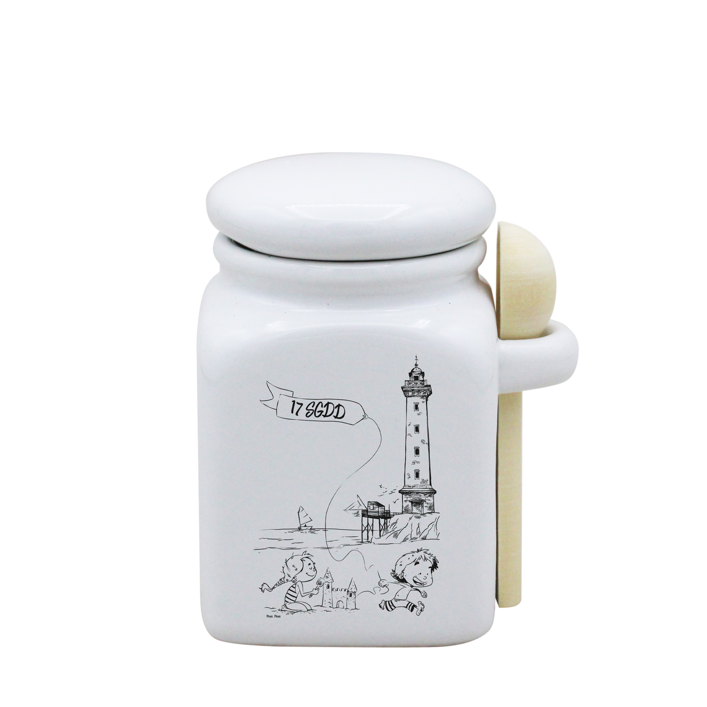 POT BLANC PM COUV. BLANC+CUIL. BOIS - DESSIN VERTICAL ST GEORGES DE DIDONNE SPE BO&BON