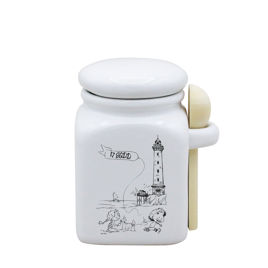 POT BLANC PM COUV. BLANC+CUIL. BOIS - DESSIN VERTICAL ST GEORGES DE DIDONNE SPE BO&BON