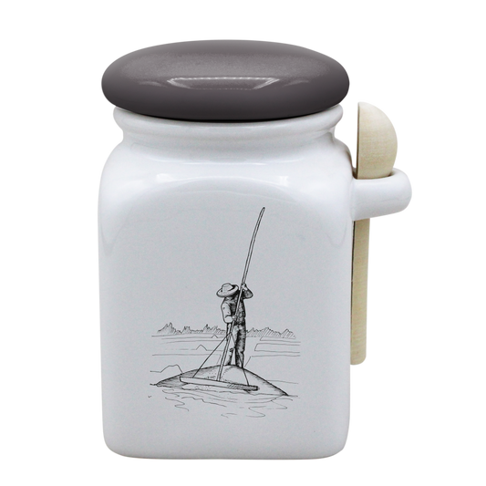 POT BLANC MM COUV. GRIS +CUIL. BOIS-PALUA