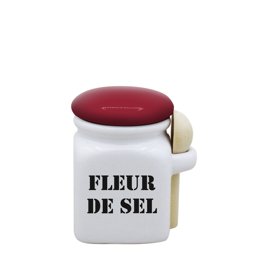 POT BLANC MINI COUV. ROUGE+CUIL. BOIS -FLSEL