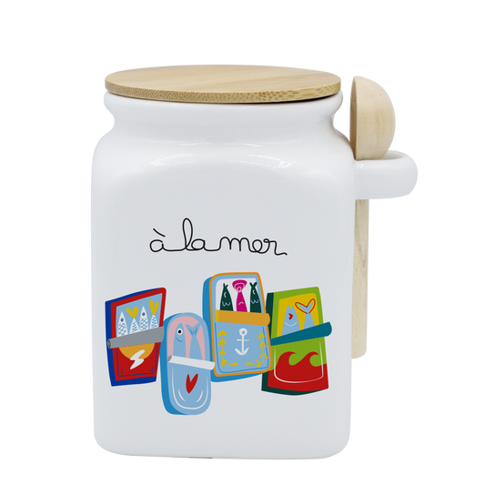 POT BLANC MM COUV. BAMBOO+CUIL. BOIS-A LA MER SARDINES