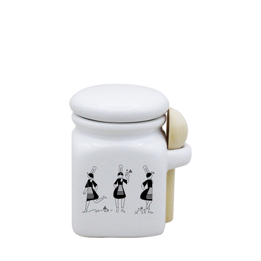 POT BLANC MINI COUV. BLANC+CUIL. BOIS - ARMELLE BIGOUDENE 3 PICTOS