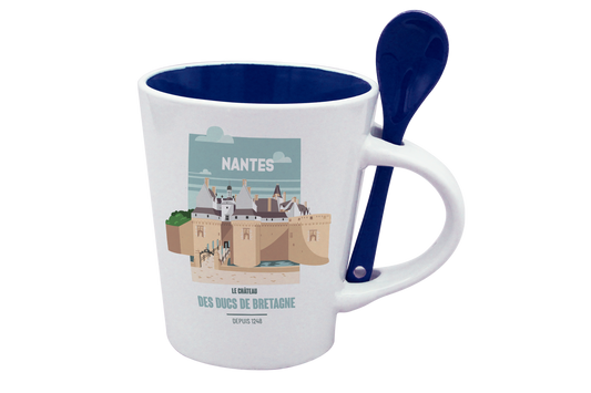 MUG CUILLERE BLANC INT. BLEU-NTECHATO