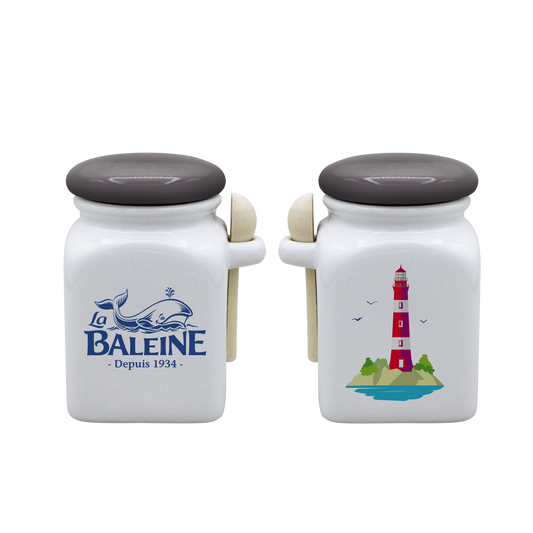POT BLANC MM COUV. GRIS +CUIL. BOIS-BALEINE FACE1-PHARE  FACE2