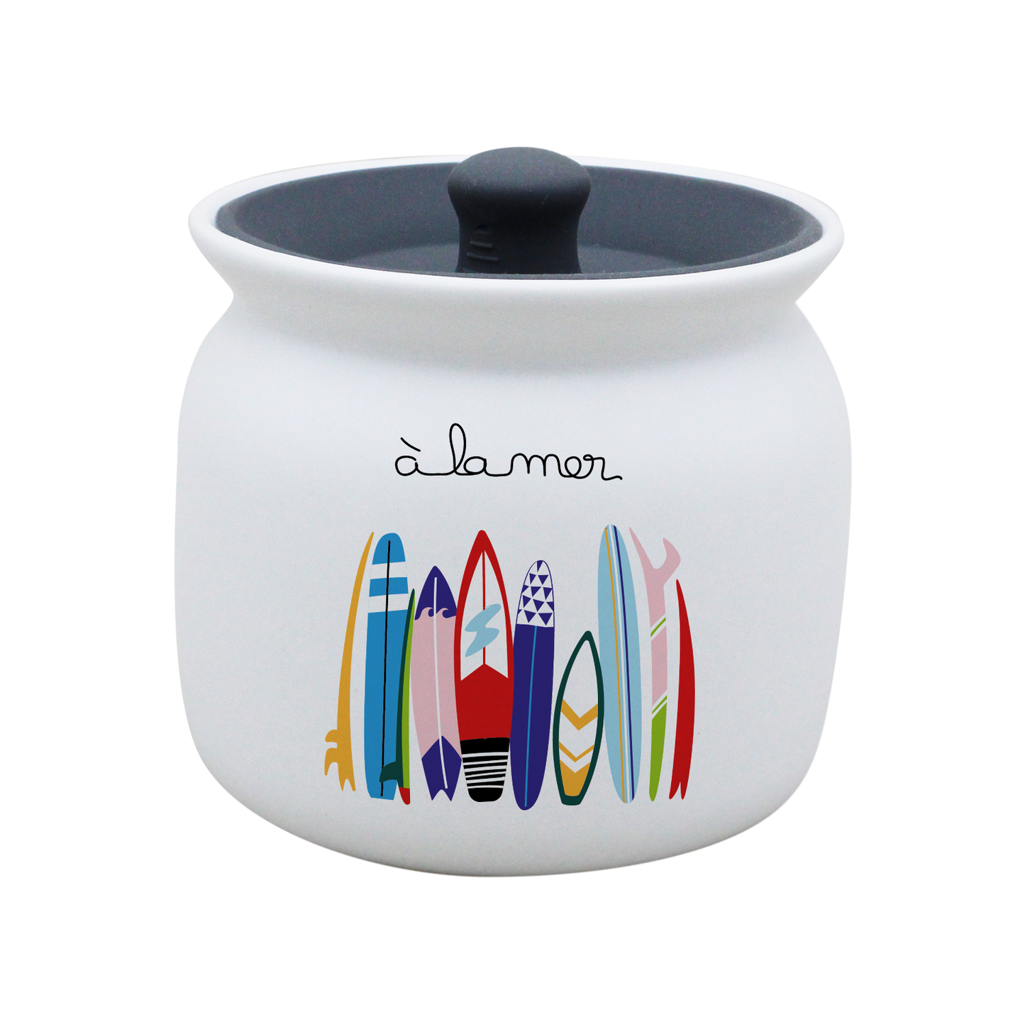 POT BLANC GM COUV. SILICONE GRIS -ALM4
