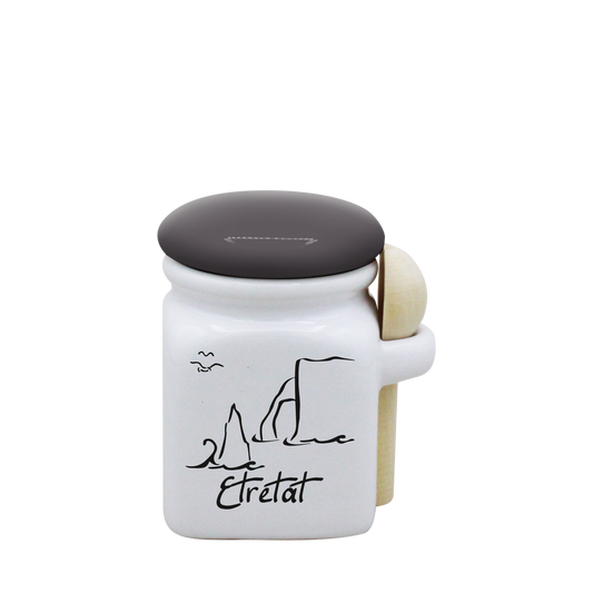 POT BLANC MINI COUV. GRIS+CUIL. BOIS-ETRETF