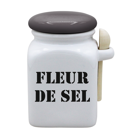 POT BLANC MM COUV. GRIS +CUIL. BOIS-FLSEL