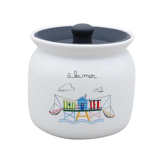 POT BLANC GM COUV. SILICONE GRIS -A LA MER CARRELET