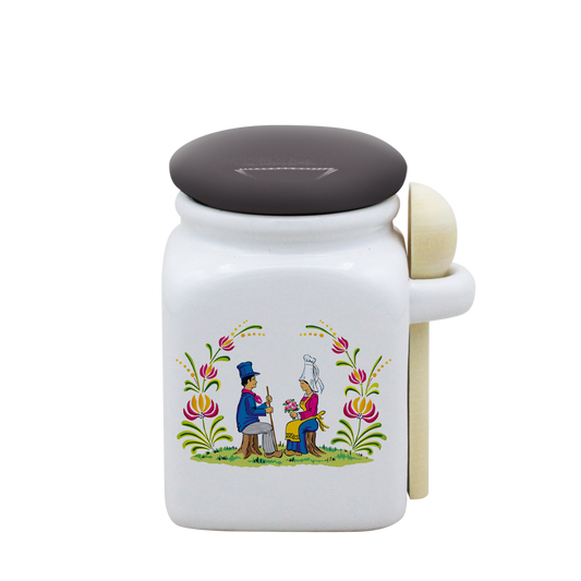 POT BLANC PM COUV. GRIS+CUIL. BOIS-RENOR
