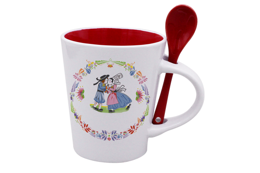 MUG CUILLERE BLANC INT. ROUGE-BTNER