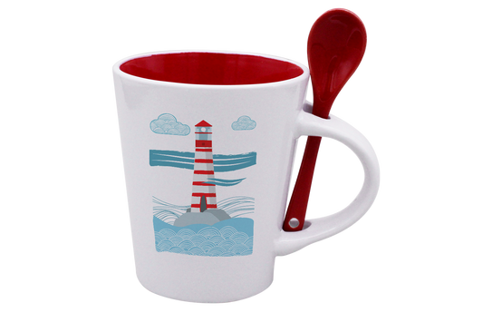 MUG CUILLERE BLANC INT. ROUGE-MARINPH