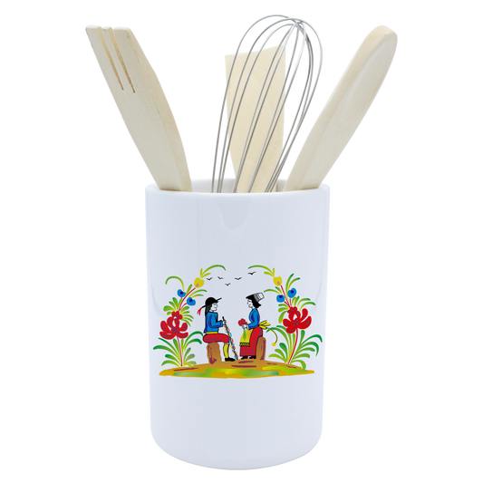 POT A USTENSILES BLANC-RETRO