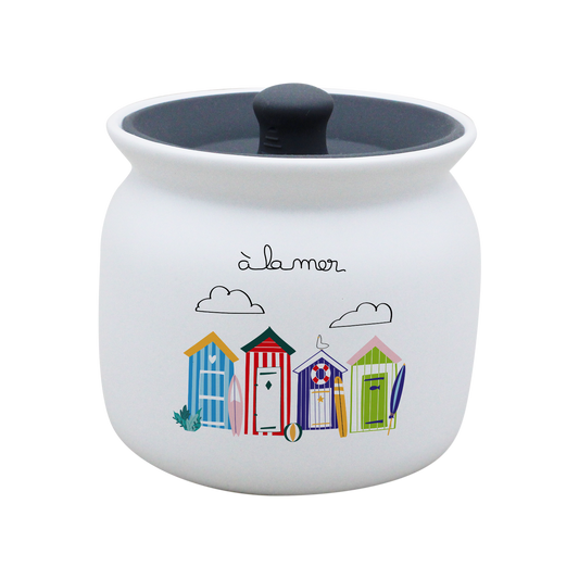 POT BLANC GM COUV. SILICONE GRIS -ALM3