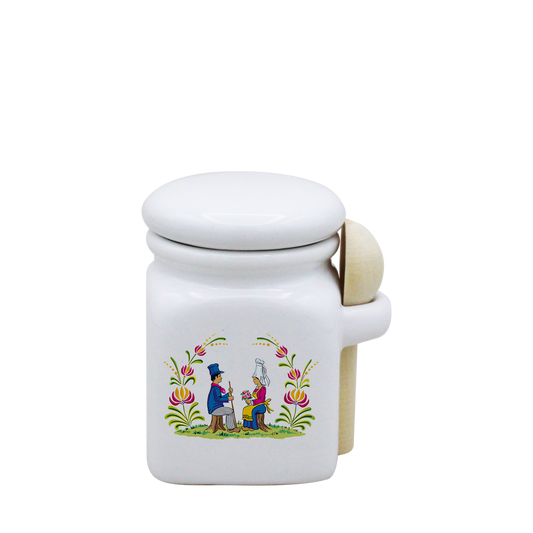 POT BLANC MINI COUV. BLANC+CUIL. BOIS-RENOR