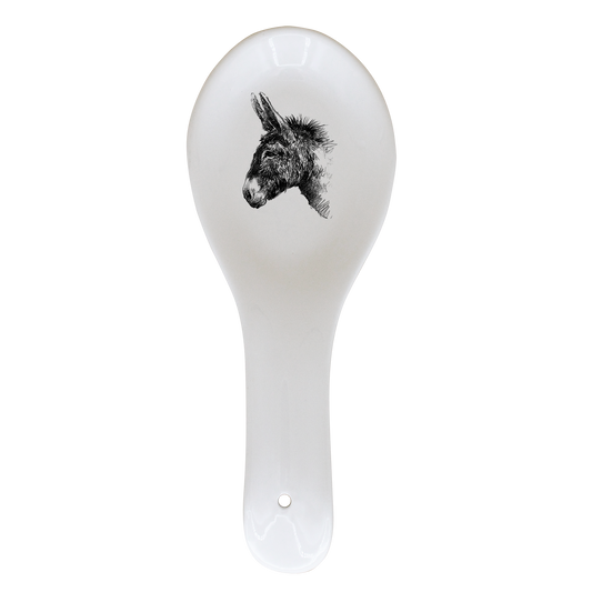 REPOSE CUILLERE BLANC - DESSIN MONOCHROME TETE D'ANE