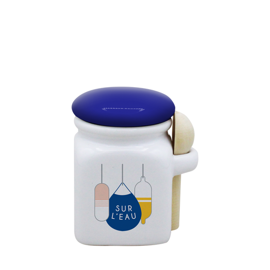 POT BLANC MINI COUV. BLEU+CUIL. BOIS-BOUEE SUR L'EAU LA PETITE EMI