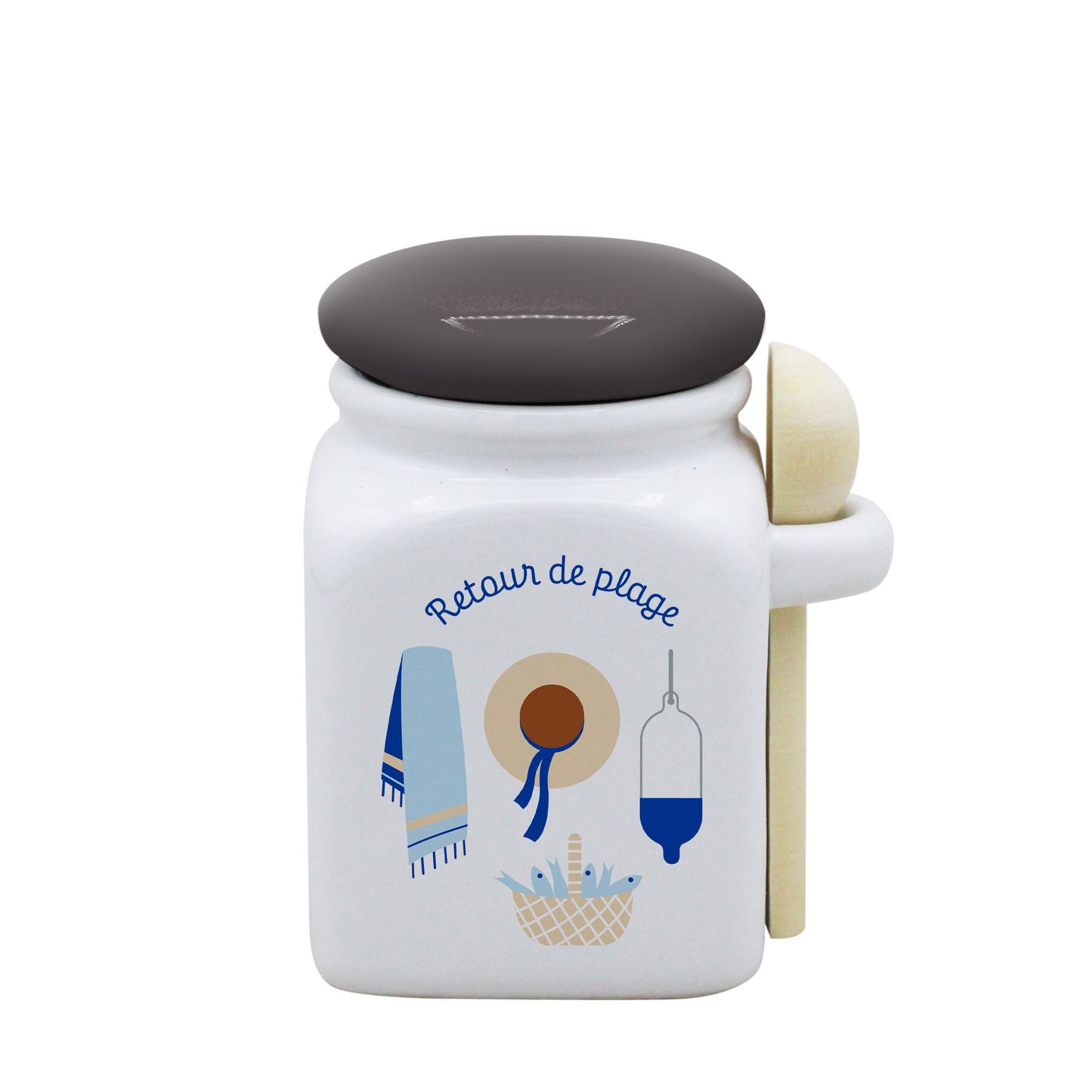 POT BLANC PM COUV. GRIS+CUIL. BOIS-RETOUR DE PLAGE LA PETITE EMI